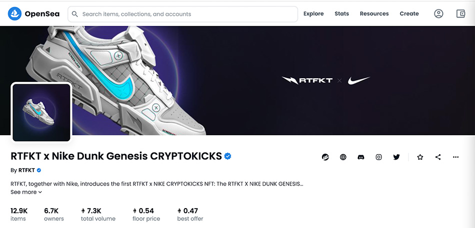 rtfkt nike cryptokicks web